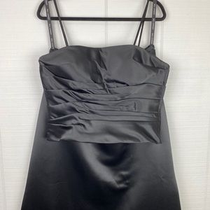 Bill Levkoff Black Satin Formal 2 Piece A-line Skirt Ruched Top Removable Straps